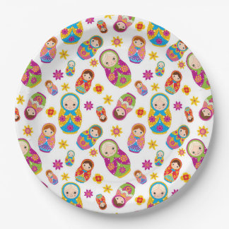 Plato De Papel Placa de papel de muñeca anidada rusa Matryoshka