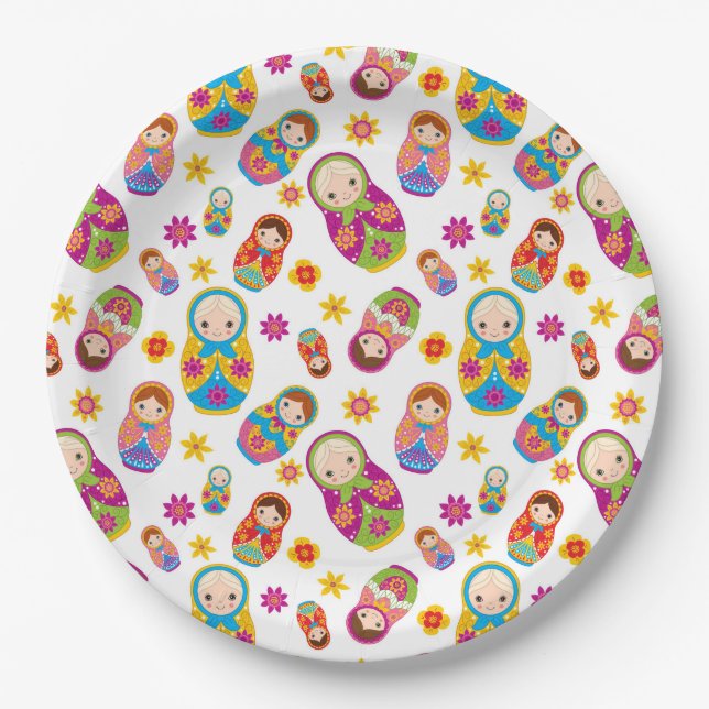 Plato De Papel Placa de papel de muñeca anidada rusa Matryoshka (Anverso)