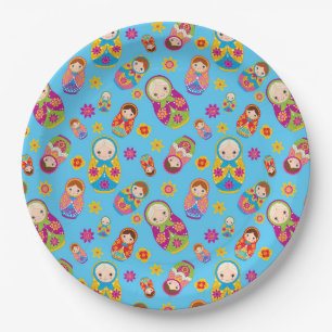 Plato De Papel Placa de papel de muñeca anidada rusa Matryoshka