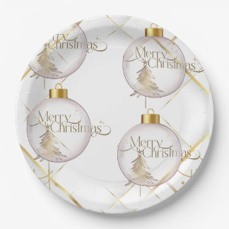 Plato De Papel Placa de papel de Navidades de oro de lujo
