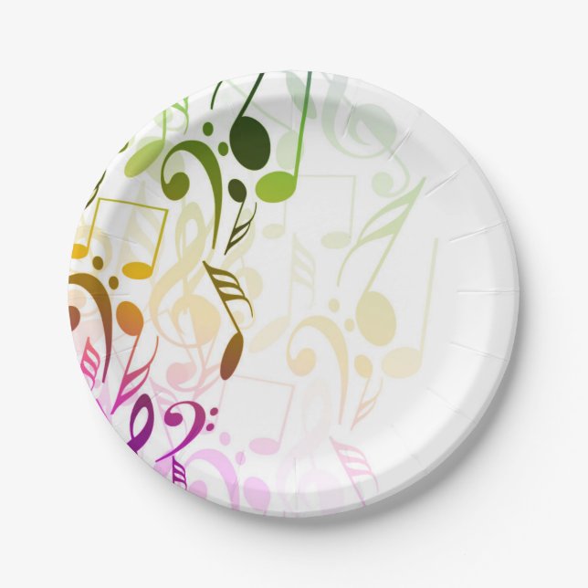 Plato De Papel Placa de papel de notas musicales (Anverso)