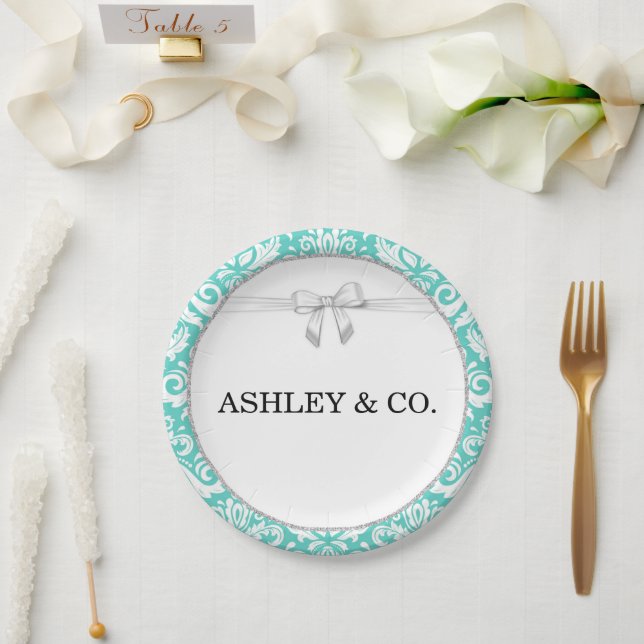 Plato De Papel Placa de papel de novia y compañía - Personalizado (Boda)