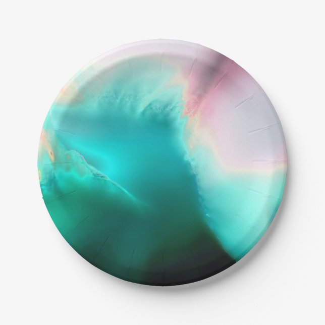 Plato De Papel Placa de papel de ola Aqua (Anverso)