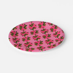 Plato De Papel PLACA DE PAPEL DE ORO-17-PINK-Flowers de Poinsetti