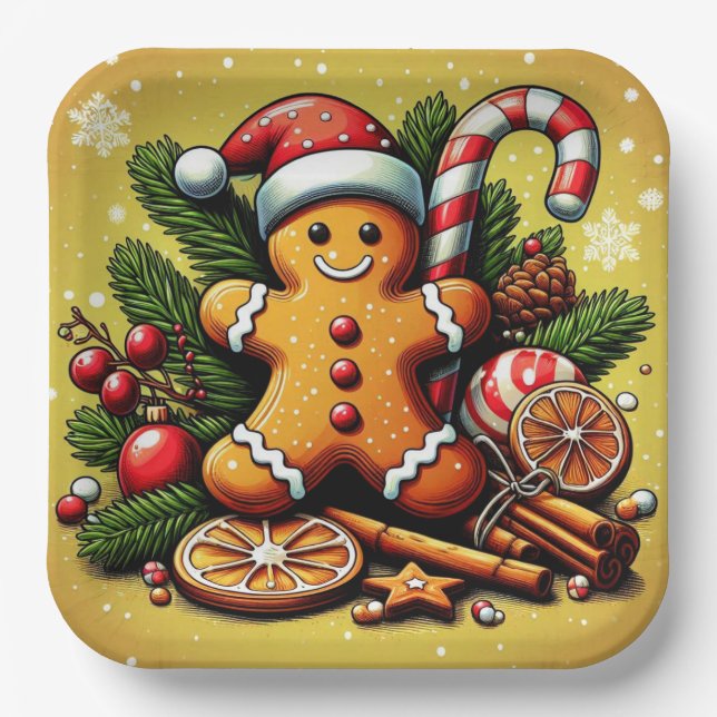 Plato De Papel ¡Placa de papel de pan de jengibre! (Anverso)