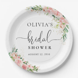 Plato De Papel Placa de papel de papel de ducha de novia dorada r