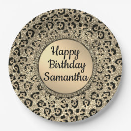 Plato De Papel Placa de papel de papel de Leopardo de Purpurina d