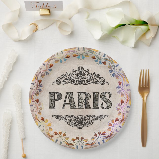 Plato De Papel Placa de papel de París (Boda)