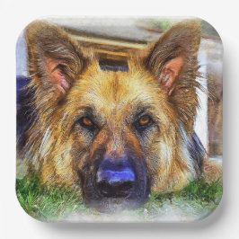 Plato De Papel Placa de papel de pastor alemana