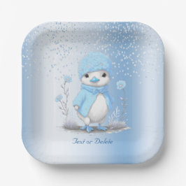 Plato De Papel Placa de papel de pato azul acuarela