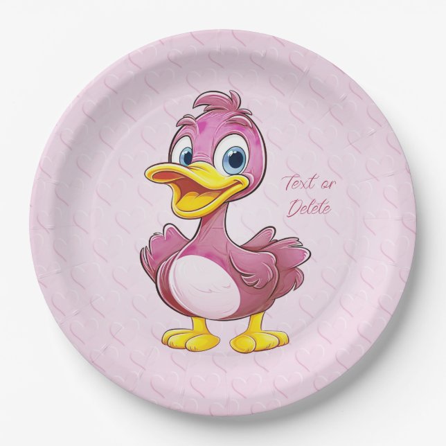 Plato De Papel Placa de papel de pato rosa (Anverso)