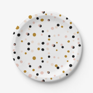 Plato De Papel Placa de papel de patrón de Confetti moderno Rubor