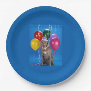 Plato De Papel Placa de papel de perro fiesta Weimaraner