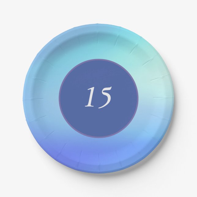 Plato De Papel Placa de papel de Personalizable azul (Anverso)