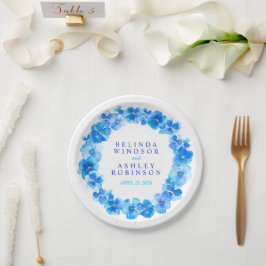 Plato De Papel placa de papel de personalizado de color azul boda