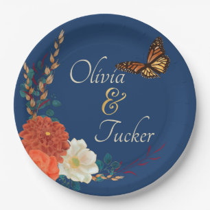 Plato De Papel Placa de papel de Personalizado de mariposa floral