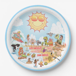 Plato De Papel Placa de papel de playa de California