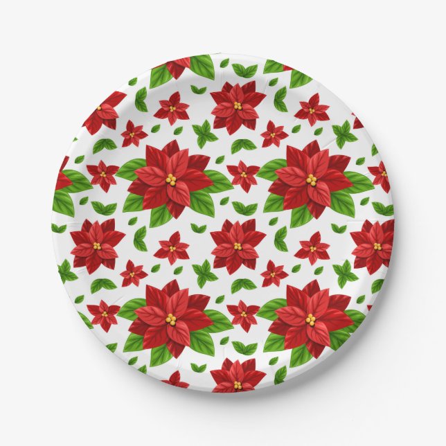 Plato De Papel Placa de papel de Poinsettia para navidades (Anverso)