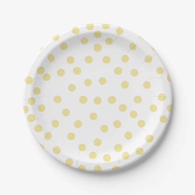 Plato De Papel Placa de papel de polkadot amarillo (Anverso)