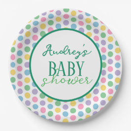 Plato De Papel Placa de papel de Polkadots Baby Shower