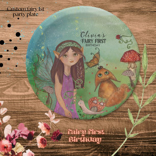 Plato De Papel Placa de papel de primer cumpleaños encantada de h