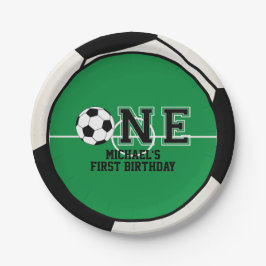 Plato De Papel Placa de papel de primer cumpleaños para fútbol