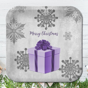 Plato De Papel Placa de papel de regalo para Navidades morados
