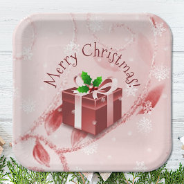 Plato De Papel Placa de papel de regalo para Navidades rojos