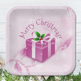 Plato De Papel Placa de papel de regalo para Navidades rosados