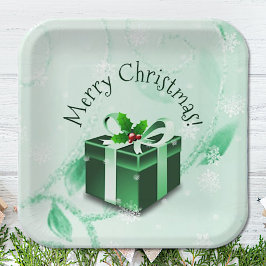 Plato De Papel Placa de papel de regalo para Navidades verdes