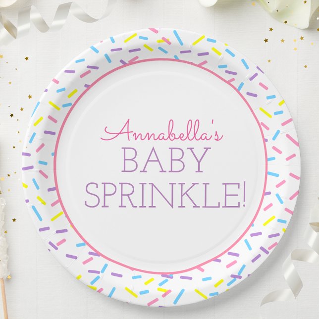 Plato De Papel Placa de papel de rociado para bebés con contorno  (Baby Sprinkle Shower Paper Plates)