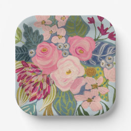 Plato De Papel Placa de papel de rosas rosadas postizas