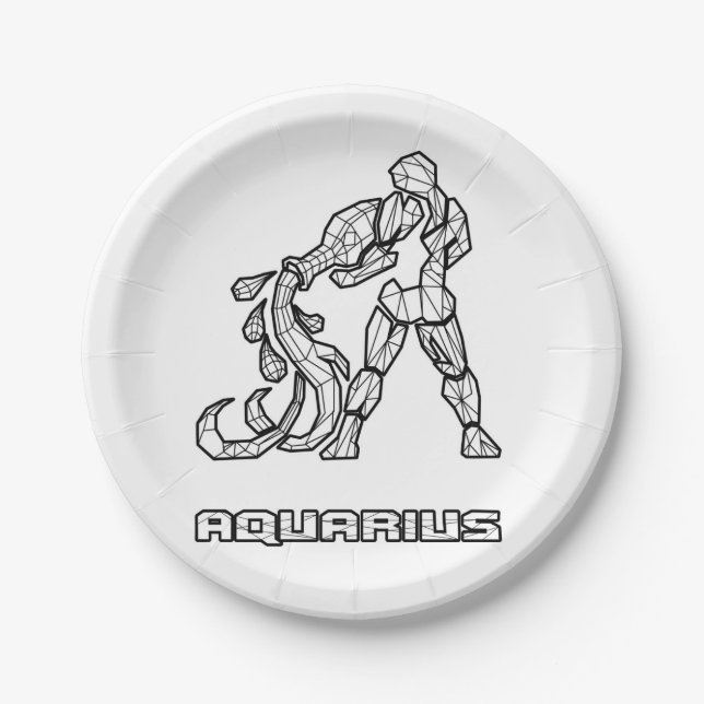 Plato De Papel Placa de papel de Rótulo Aquarius Zodiac (Anverso)