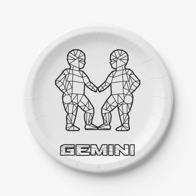 Plato De Papel Placa de papel de Rótulo Gemini Zodiac (Anverso)