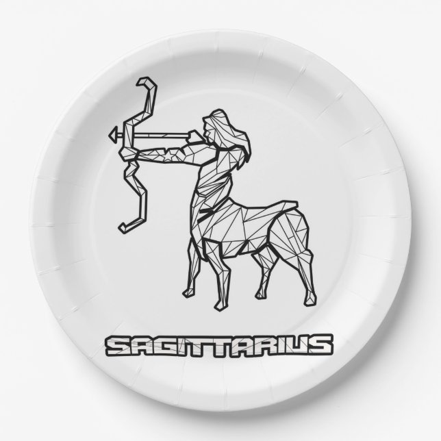 Plato De Papel Placa de papel de Rótulo Sagittarius Zodiac (Anverso)