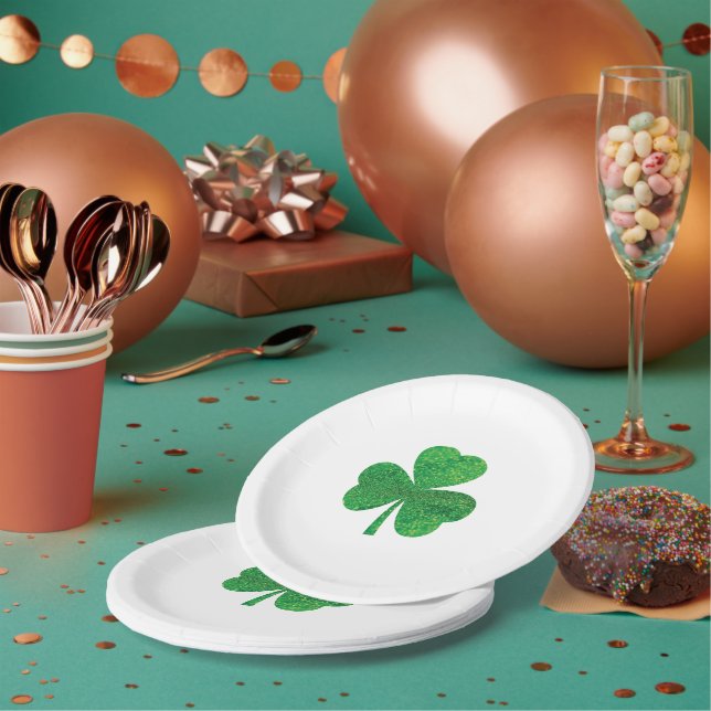 Plato De Papel Placa de papel de San Patricio - 7" Ronda Lucky Sh (Multi)