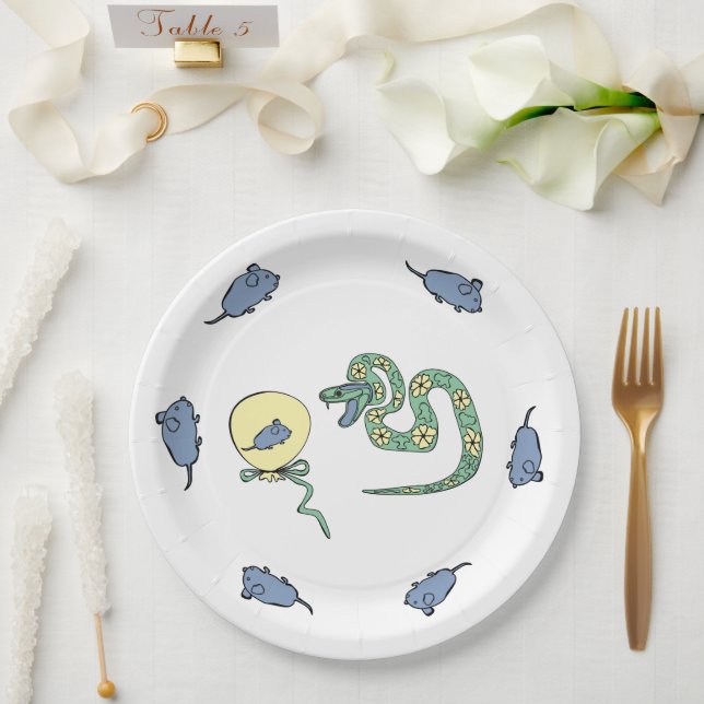 Plato De Papel Placa de papel de serpiente Año nuevo (Boda)