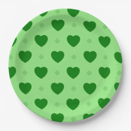 Plato De Papel Placa de papel de Shamrock Hearts