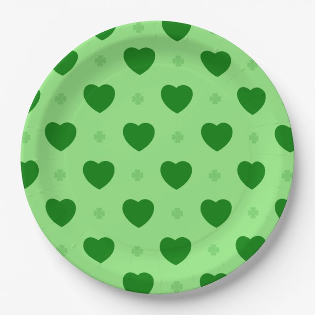 Plato De Papel Placa de papel de Shamrock Hearts (Anverso)