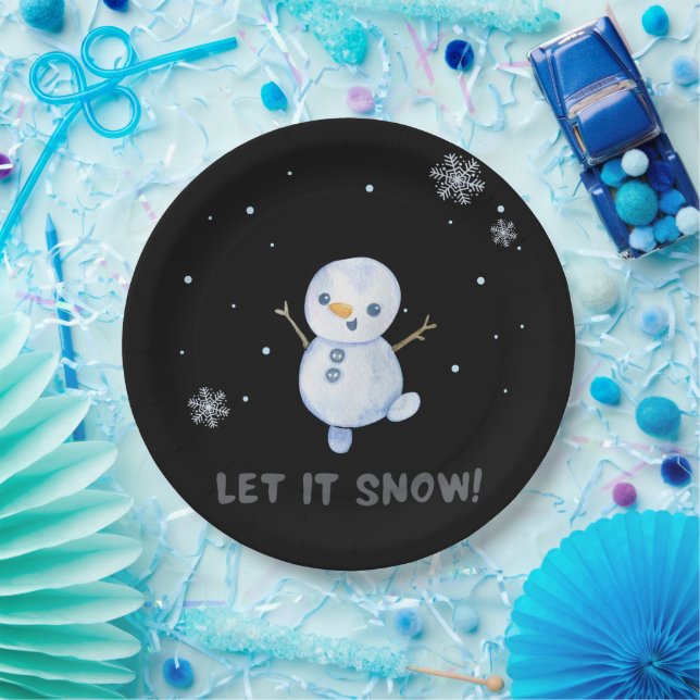 Plato De Papel Placa de papel de Snowman (Fiesta)