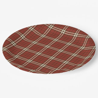 Plato De Papel Placa de papel de tartán rojo