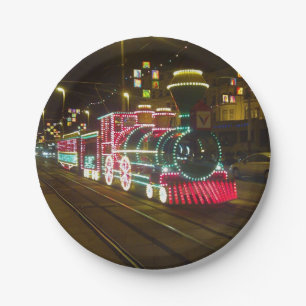 Plato De Papel Placa de papel de tren de tram con iluminación Bl