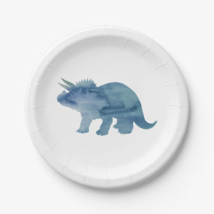 Plato De Papel Placa de papel de triceratops de silueta de dinosa