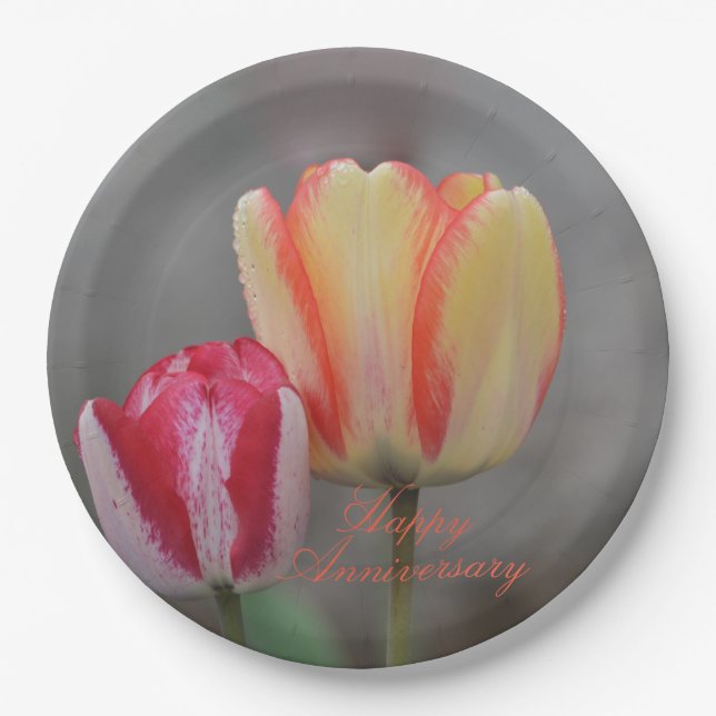 Plato De Papel Placa de papel de tulipán annivserario (Anverso)