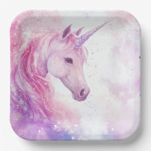 Placa de papel de Unicorn, Fiesta de Cumpleaños Cu