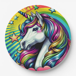 Plato De Papel ¡Placa de papel de unicornio!