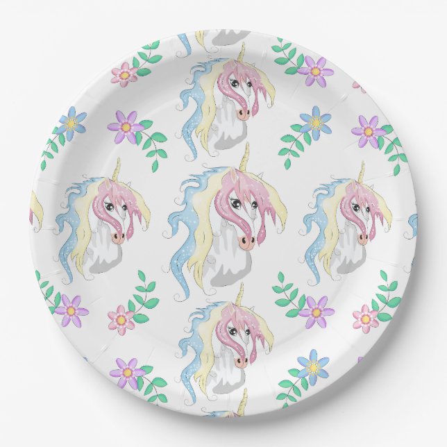 Plato De Papel Placa de papel de unicornio (Anverso)
