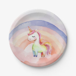 Plato De Papel Placa de papel de Unicornio arcoiris