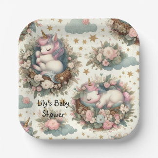 Plato De Papel Placa de papel de Unicornio para bebé que duerme p