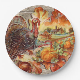 Plato De Papel Placa de papel de vacaciones de pavo de los tiempo